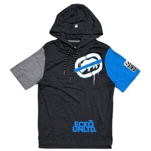 Ecko Unltd Men's Hoodie T-Shirt Panel Stitched Logo Print Short Sleeve Tee